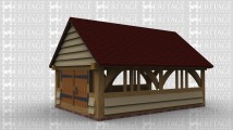 A single bay boathouse with oak doors on the front and a feature truss at the rear, this frame has partially open sides with decoratve oak on both the left and right.