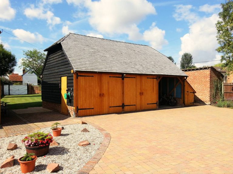 3-Bay Oak Garages with Upper Floor | English Heritage Buildings