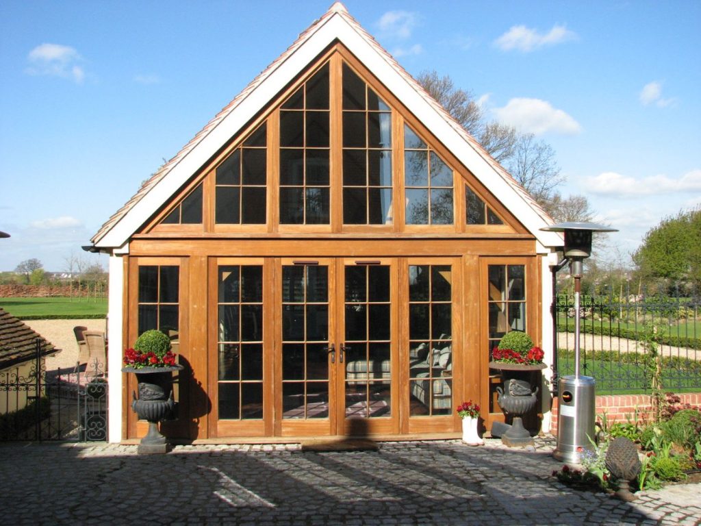 A modern oak frame garden building